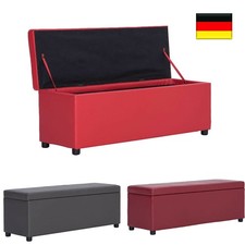 Sitzbank Polsterbank mit Stauraum Sitztruhe Truhenbank Kunstleder Grau Rot DE