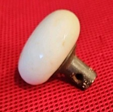 Antique Door Knob Round Porcelain Steel Stem Victorian 1800's? HAS CHARACTER!!