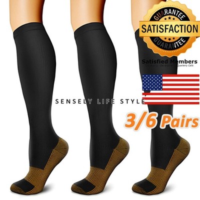 3/6-Packs All-Day Comfort Graduated Compression Socks Breathable Leg Relief