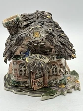 Blue Sky Clayworks Mom’s Nest Thatched Cottage Tea Light Candle Holder & Plate