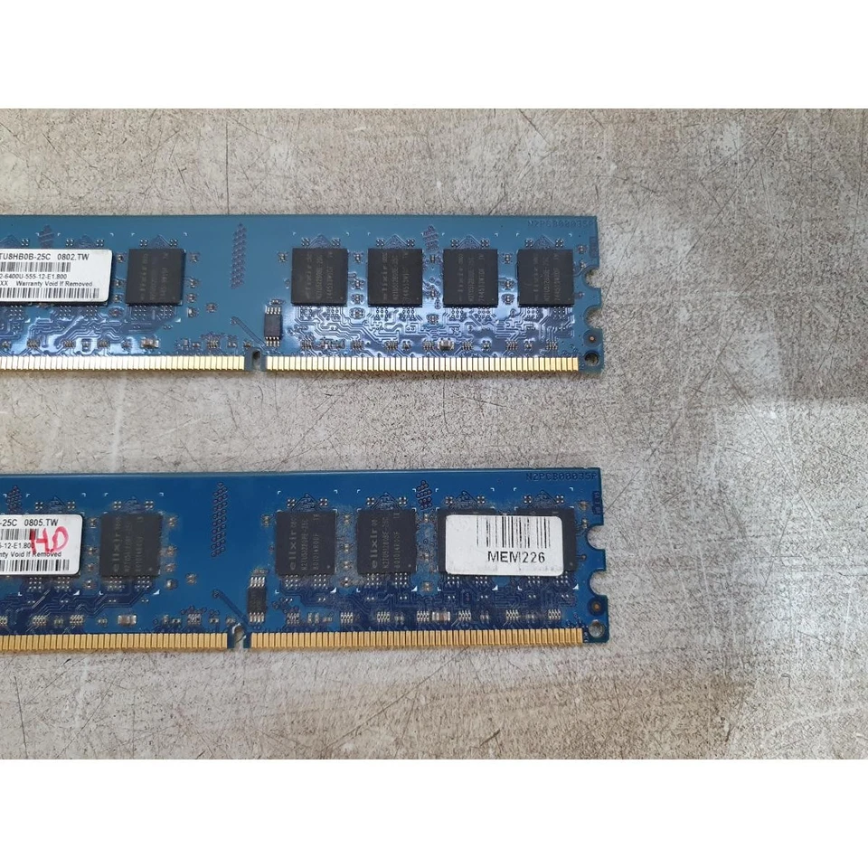 Lot of 2 Elixir M2Y1G64TU8HB0B-25C 1GB DDR2 RAM 800MHz 240 Pins PC2-6400 Non-ECC - Image 4 of 4