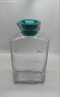 Anchor Hocking Glass Juice Canister Carafe Teal Lid Ribbed Texture Vintage USA