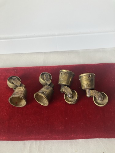 Vintage Solid Brass Round Cup  Furniture Casters Set of 4 Four Swivel Wheel