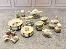 Vintage Kenwick Ltd China Miniature Tea Set 27 Pc Rose Doll Dollhouse Toy Set