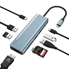 USB C Hub, Docking Station - 9 in 1 USB C Adapter with 4K HDMI, Dual Monitor ...
