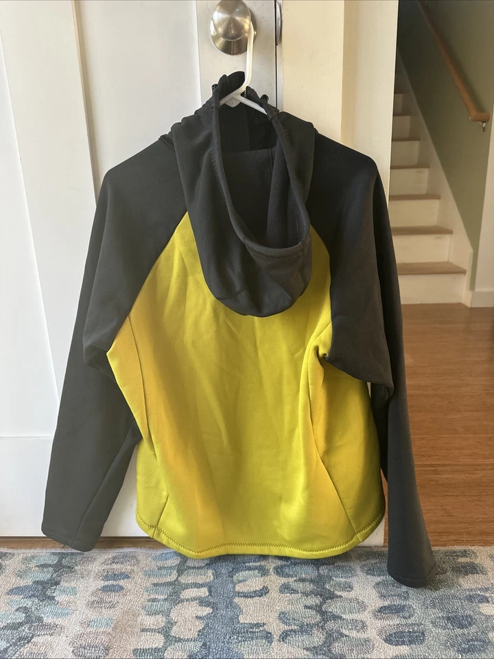 Chaqueta con capucha grande de vellón con cremallera completa amarilla/azul Melanzana para hombre Foto 2 de 4