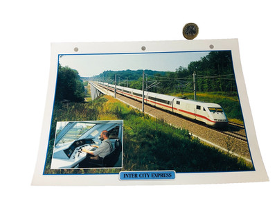 Zug Eisenbahn Inter City Express Bild Information Papier Vintage ra