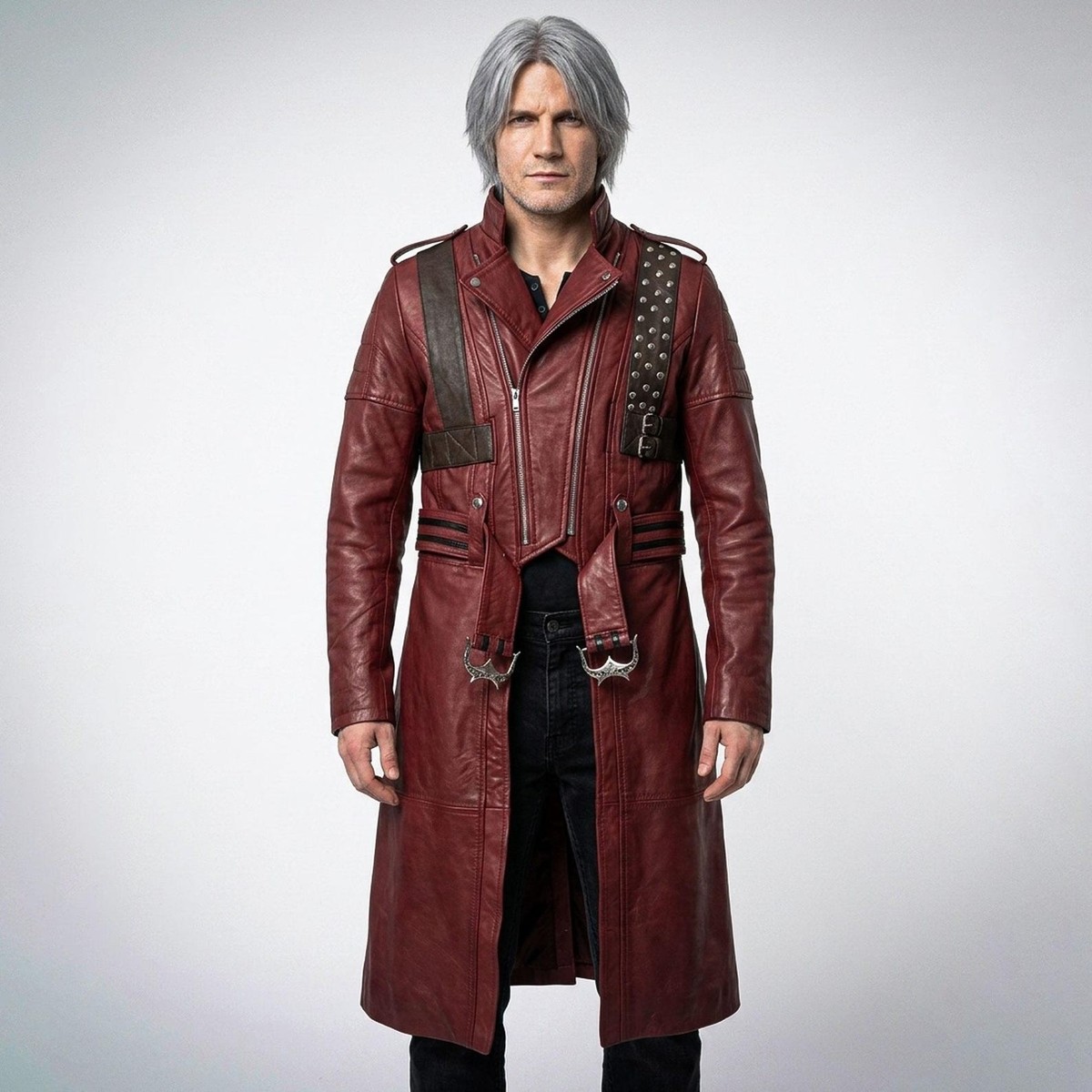 Devil May Cry 3 Dante Cosplay Leather Trench Coat Halloween Dante