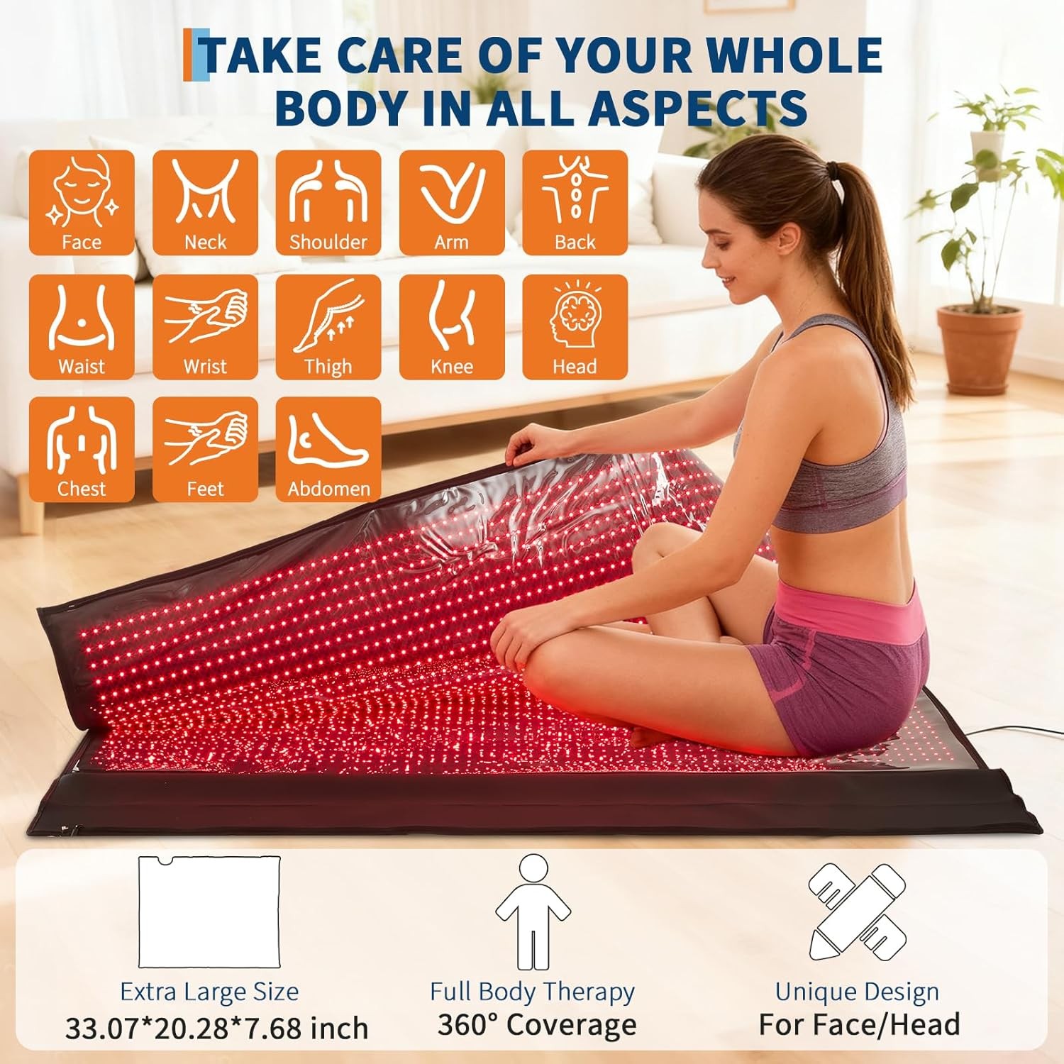 Red Light Therapy Mat 2680LEDs Full Body Infrared Light Blanket for Pain Relief