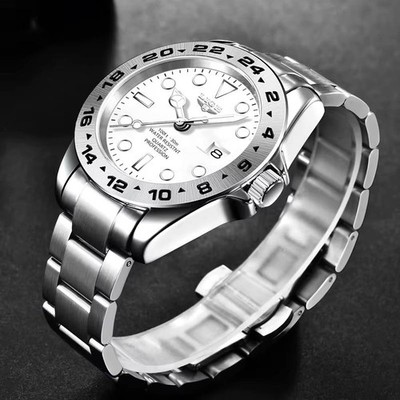 44MM LIGE Quartz Men's Watch Diver 30M Waterproof Luxury Stainless Steel NEW