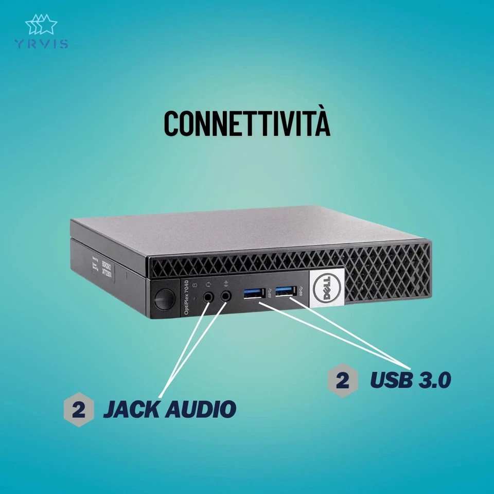 PC DESKTOP DELL INTEL RAM 16GB SSD 256GB WIN 11 PRO OFFICE WI-FI RICONDIZIONATO - Immagine 2 di 4