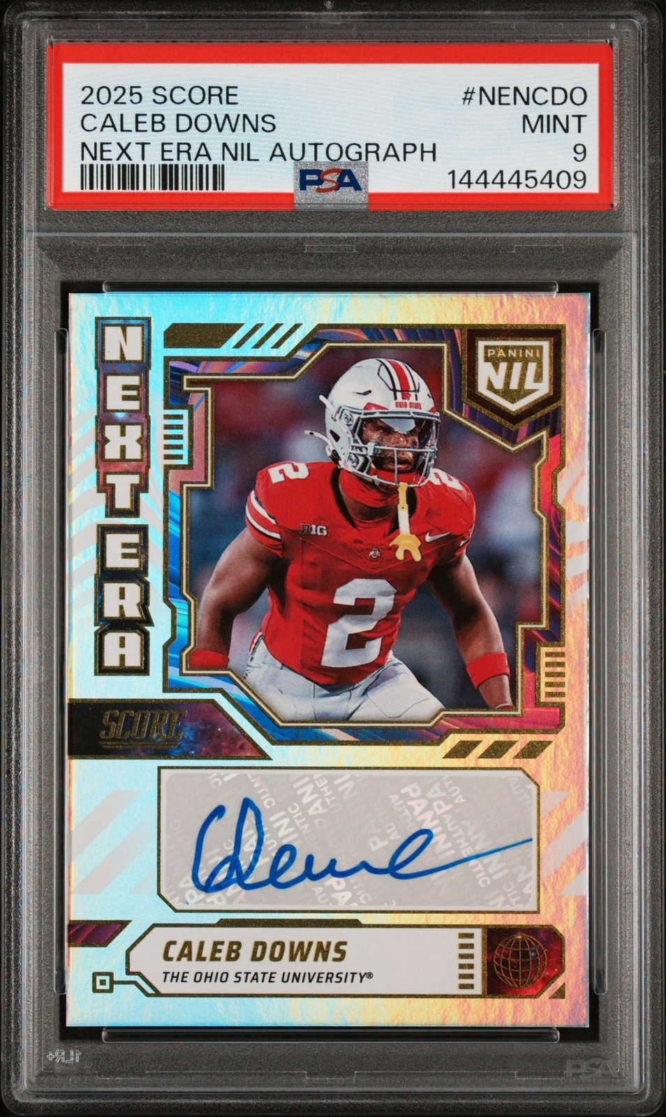 2025 Score Caleb Downs Next Era NIL Auto PSA 9 Ohio State