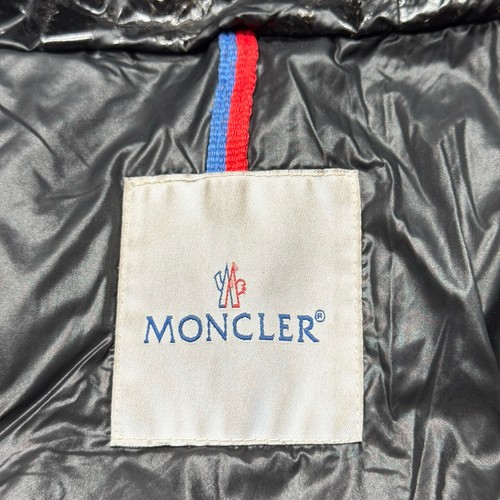 Moncler Women’s Puffer Jacket Black Down Hooded Shiny Gloss Quilted Sz 4 FLAWED - Picture 13 of 20