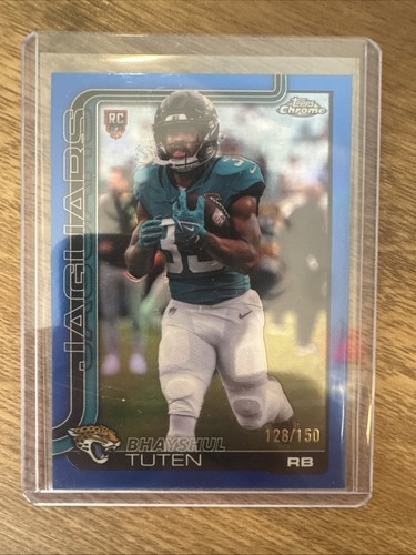 2025 Topps Chrome - Rookies Bhayshul Tuten #389 True Blue Refractor /150 (RC)