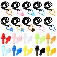 10 Pcs Swimming Nose Clip Earplugs with String Waterproof Swim Nose Plugs Sof...