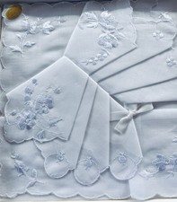 Vintage LADIES FANCY Swiss 3 Handkerchiefs Embroidered Floral Cotton NIB