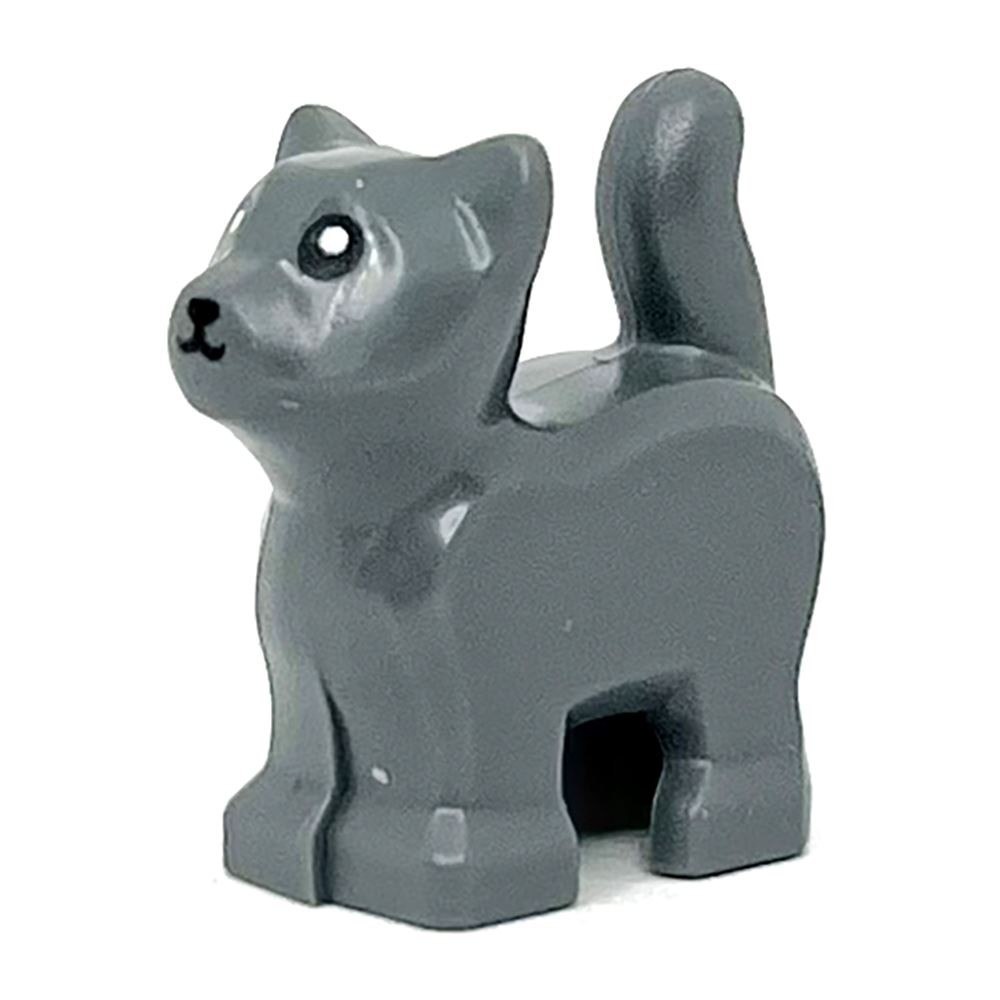 LEGO Animal City Dark Grey Cat Kitten standing Black nose Eyes Minifigure