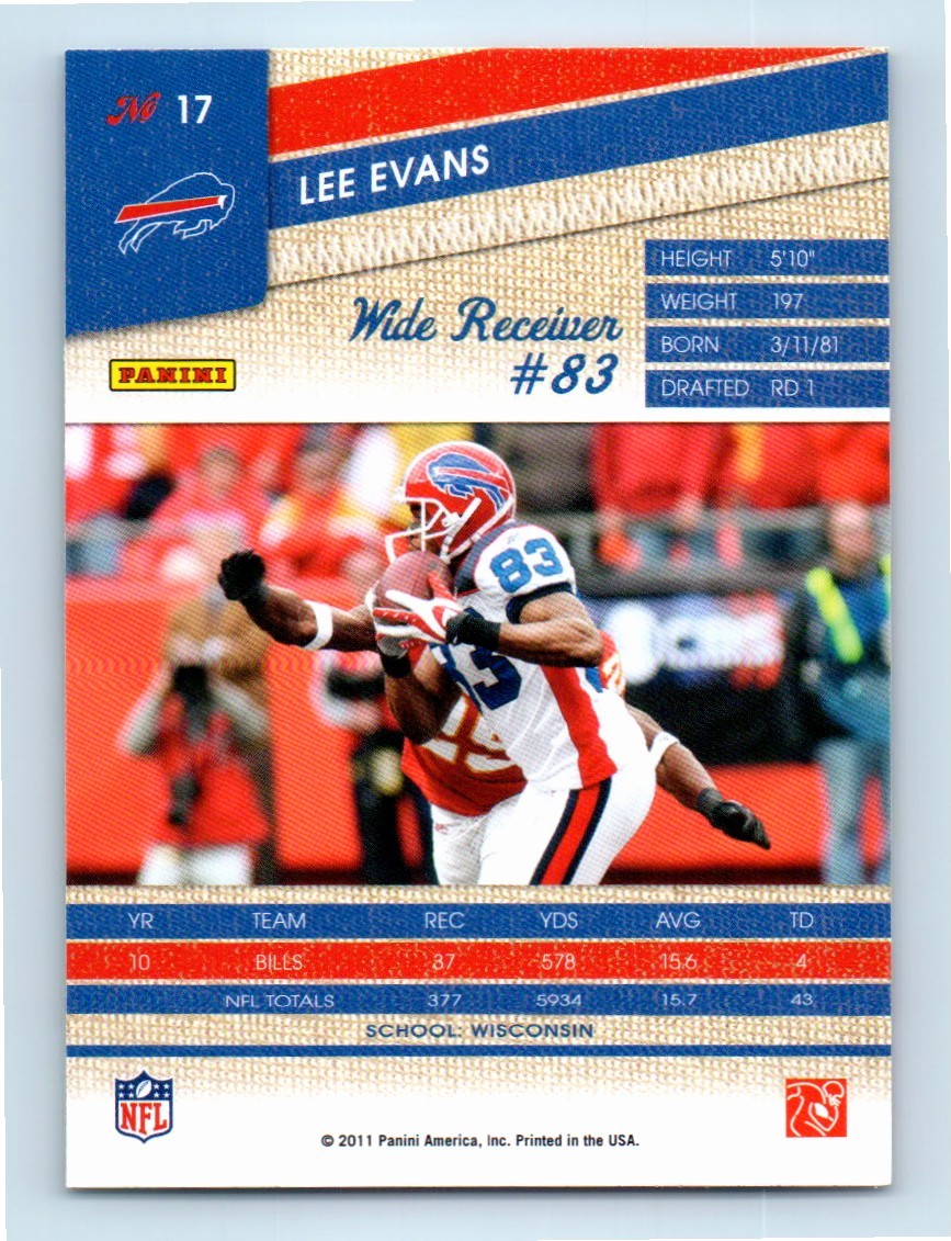 #17 2011 Panini Threads Lee Evans Buffalo Bills thumbnail 2
