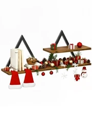 Wall Shelves Set of 2, Floating Shelves for Wall Decor, DIY Hanging Display S...