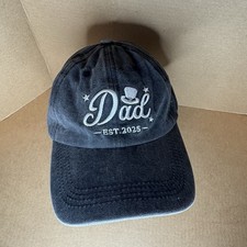 Baseball Cap Dad est 2025 Retro Washed Distressed Embroidered Hat Blueish - Grey