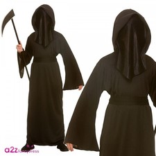 Kids Boys Faceless Grim Reaper Costume Halloween Fancy Dress (Scythe not inc)