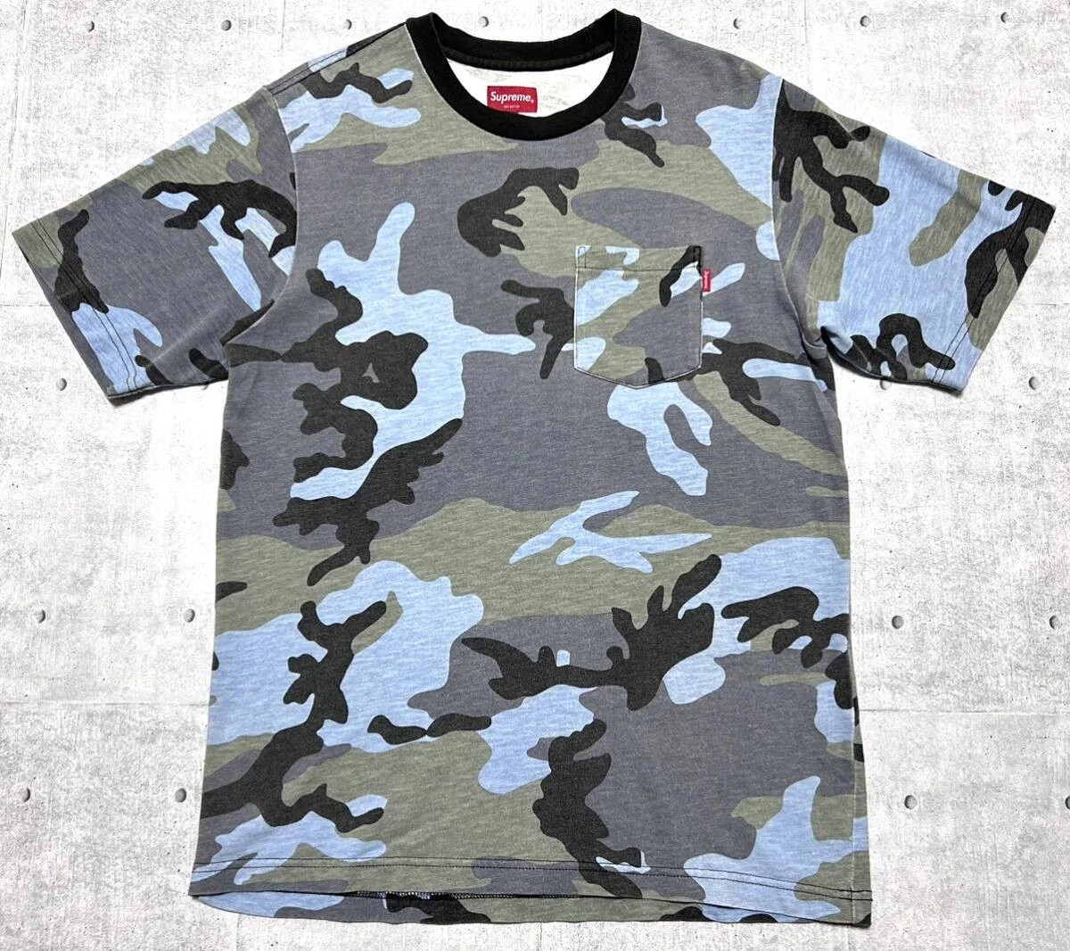 SUPREME 18SS Pocket Tee bleu camouflage suprême poche camouflage manches courtes T sh