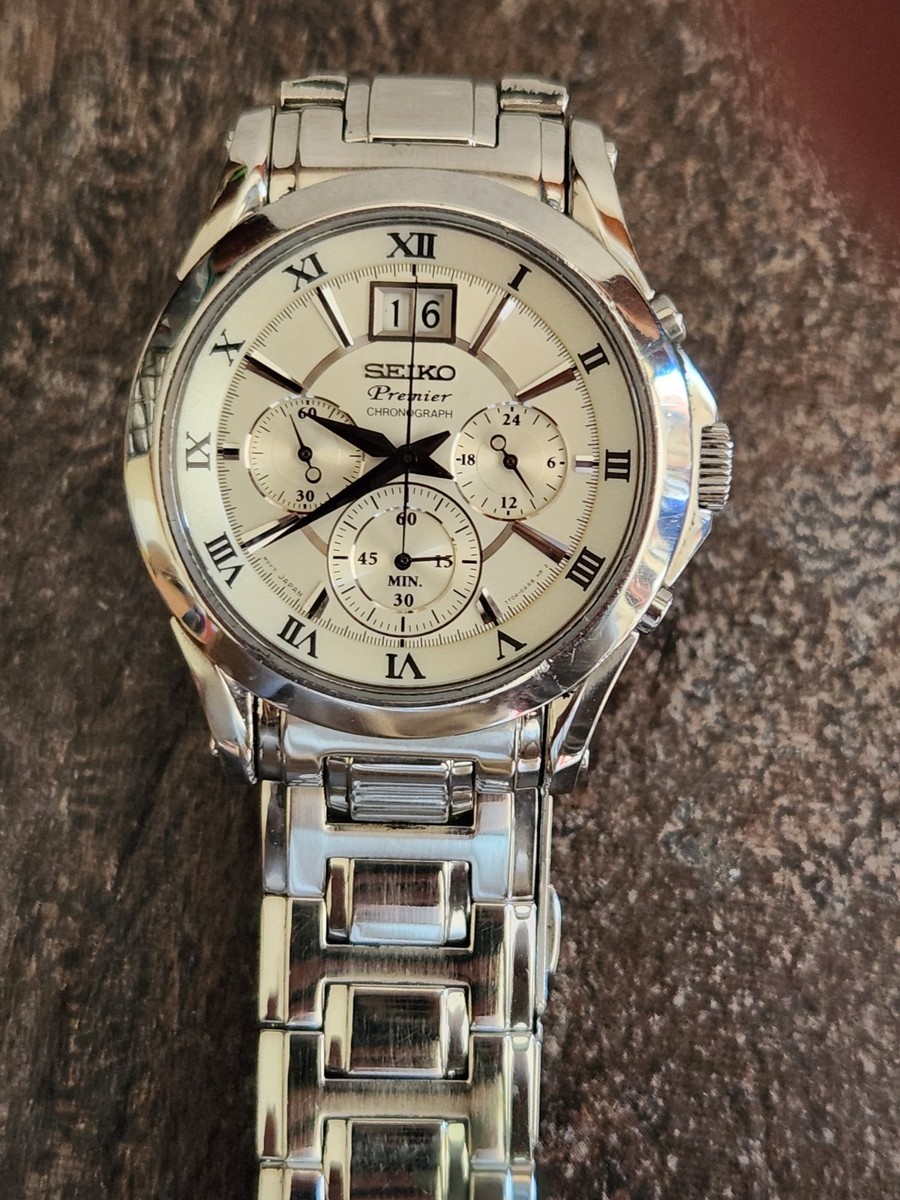 ✨SEIKO✨セイコー✨PREMIER✨クォーツ✨7T04-0AC0✨腕時計✨ SEIKO Premier Chronograph Date Quartz Watch, 7T04-0AA0, Rare White