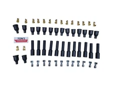 12 Cylinder 7mm Black Rubber Spark Plug Boot Kit Steel & Brass Ends v12 -2 Coils