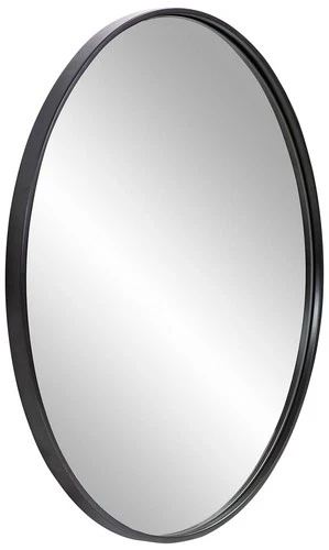 Howard Elliott Copenhagen 30" Brushed Black Round Wall Mirror - Picture 5 of 6
