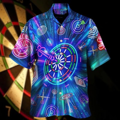 Neon Darts Hawaiian Shirt Dart Lovers Summer Beach Aloha Print