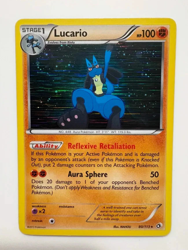 Lucario 80/113 Cosmos Holo Rare Legendary Treasures Pokemon Holo Lightly Played