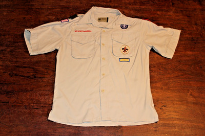 Boy Scouts of America BSA Youth Shirt Tan Large Vented Poly Microfiber Soft