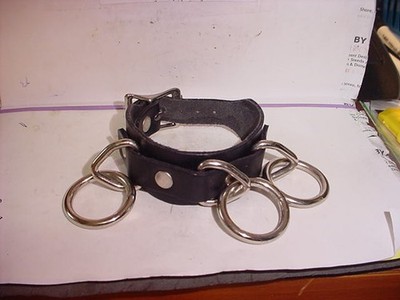 3 Ring Strap Genuine Leather Bondage Bracelet Punk Goth Rock Metal