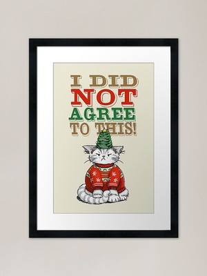 Disgruntled Cat in Ugly Christmas S Framed Wall Art Poster Canvas Print Picture