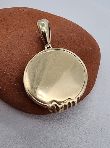 10k .417 Yellow Gold HK Lion Head 1" Round Pendant Engravable Au 24206 - Picture 9 of 10
