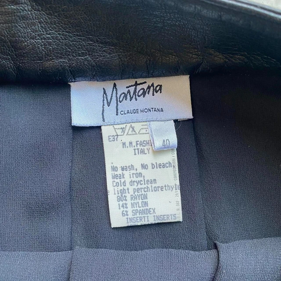 Minifalda Claude Montana vintage años 90 negra con cintura de cuero años 40/s Foto 4 de 4