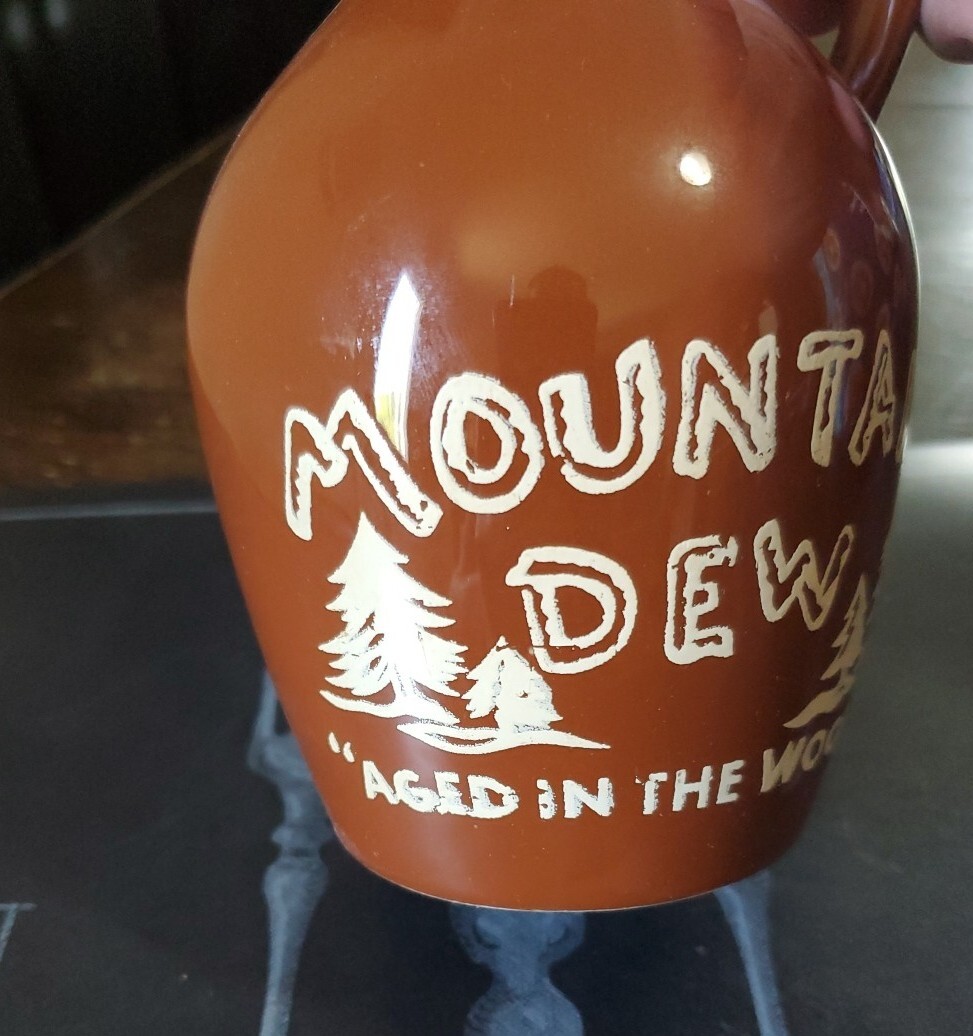 HTF Vintage Brown Stoneware Mountain Dew Bottle Jug Original