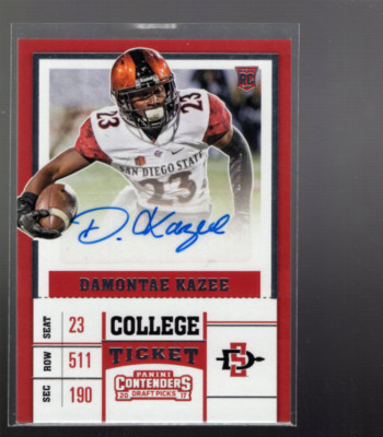 B4630- 2017 Panini Contenders Draft Picks College Ticket Rot #273 Damontae Kazee