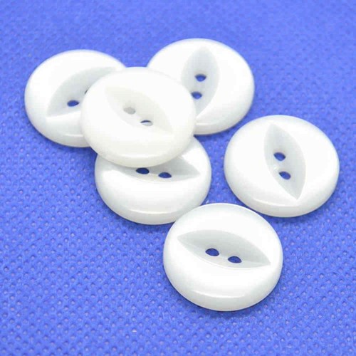 WHITE PEARLESCENT 2 HOLE FISHEYE BUTTONS 11.5mm 14mm 16.5mm and 19mm - Picture 2 of 2