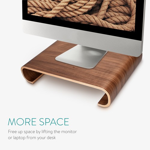 Navaris Supporto monitor da tavolo in legno - Stand per schermo PC computer TV - Photo 3/5
