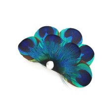 Layered Peacock Feather Hair Clip  Brooch