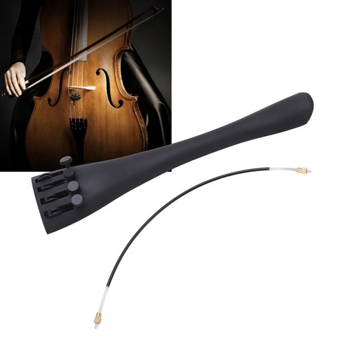 4/4 Cello Tailpiece Carbon Fiber 4 Tuners String Board with Fine Tuning Tail Gut - Picture 4 of 12