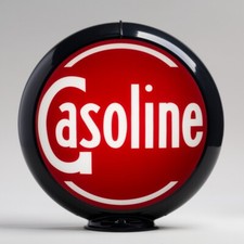 Gasoline (Red) Gas Pump Globe 13.5" in Black Plastic Body (G134)
