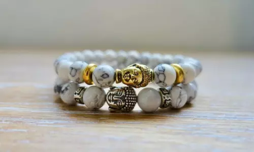 Women's White Turquoise Buddha Bracelet Chakra Yoga Charm Gift Natural Gemstone
