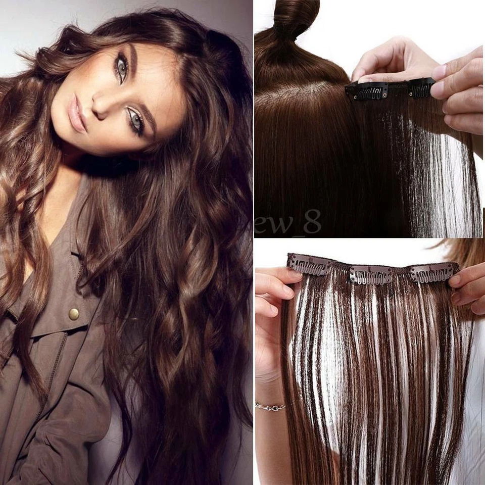 Clip In Extensions Set Remy Echthaar 30cm-80cm Haarverlängerung 8 Tressen hair - Bild 3 von 4