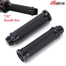 Black 7/8'' 22mm Handlebar Hand Grips Rubber Gel For Honda Suzuki Yamaha Kawasai