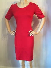 NWT St John Knit dress size 8 red Venetian Nouveau knit