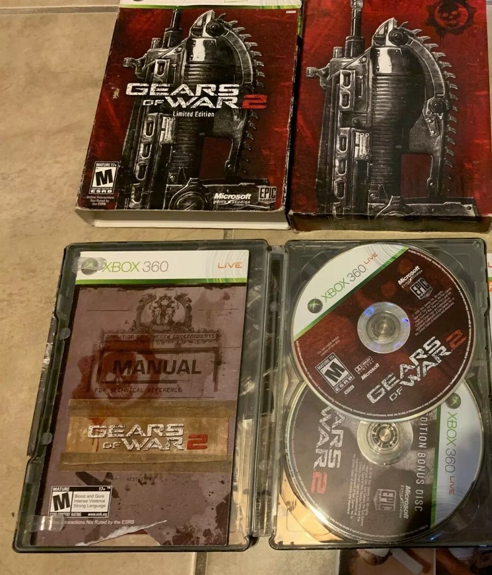 Gears Of War 2-Disc Bonus Edition Xbox 360 Complete Collection Platinum  Hits NEW 882224743068