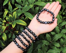Shungite Tumbled Stone Crystal Bracelet 6-8mm: Genuine Shungite Gemstone Jewelry