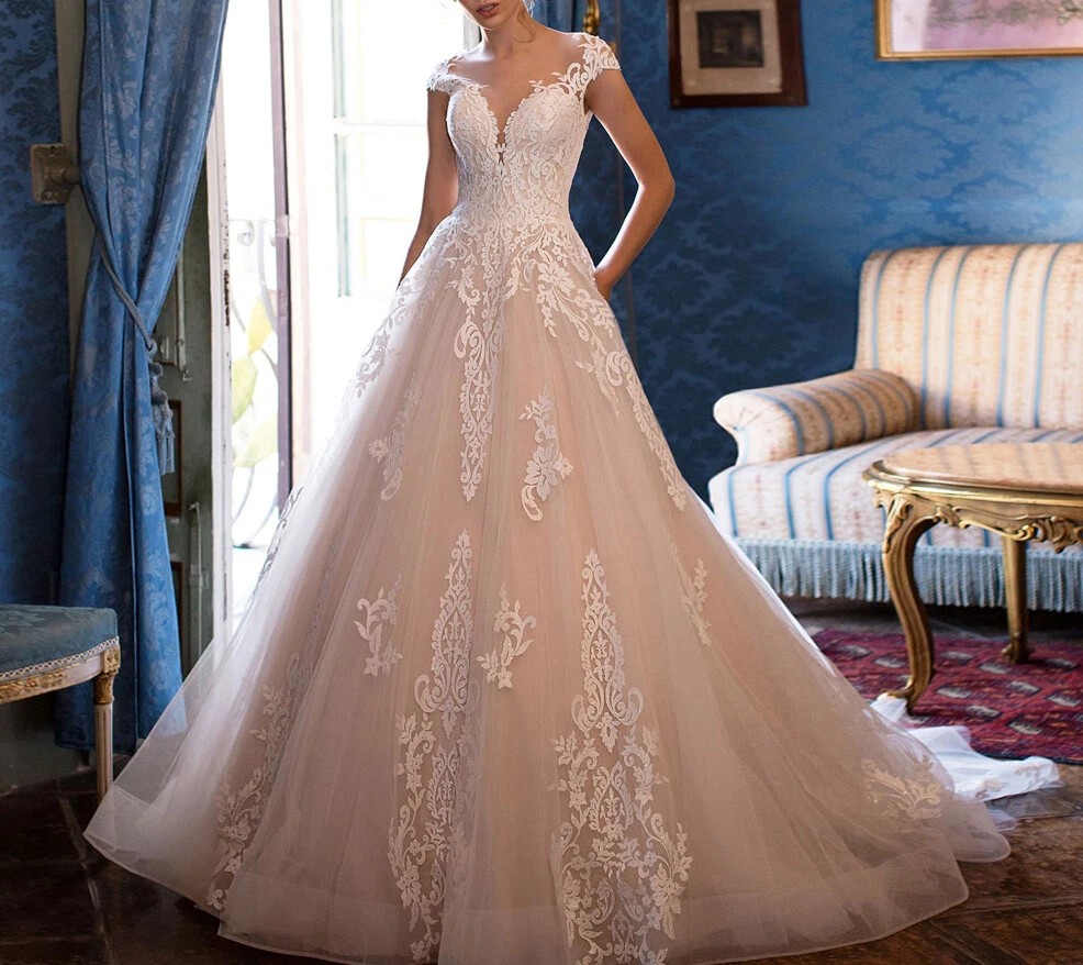 ebay lace dress Luxury Mermaid Wedding Dresses Off Shoulder Long Sleeves Lace Pearl Bridal  Gowns